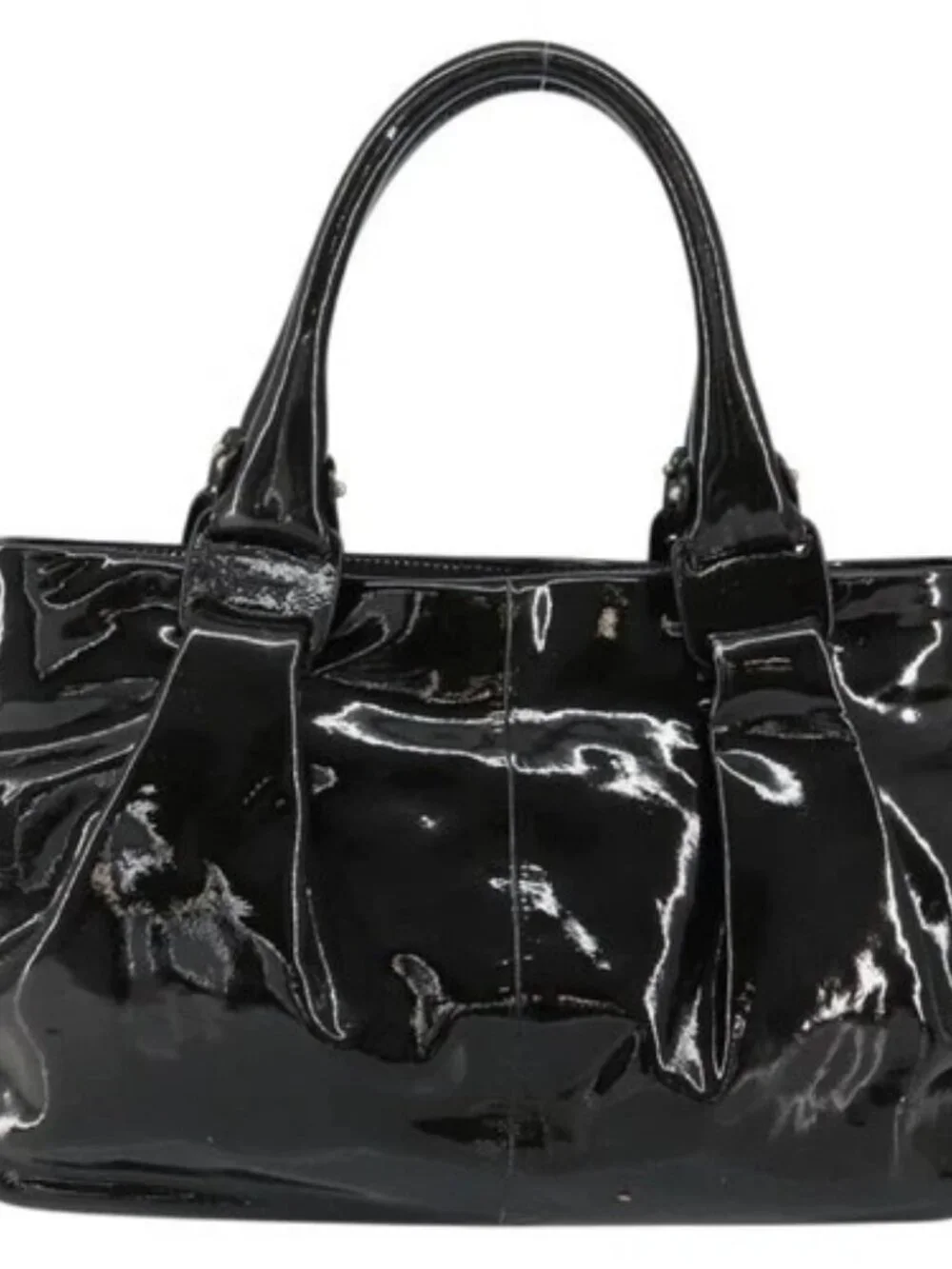 Salvatore Ferragamo Tote Bag Enamel Black Auth BA7665